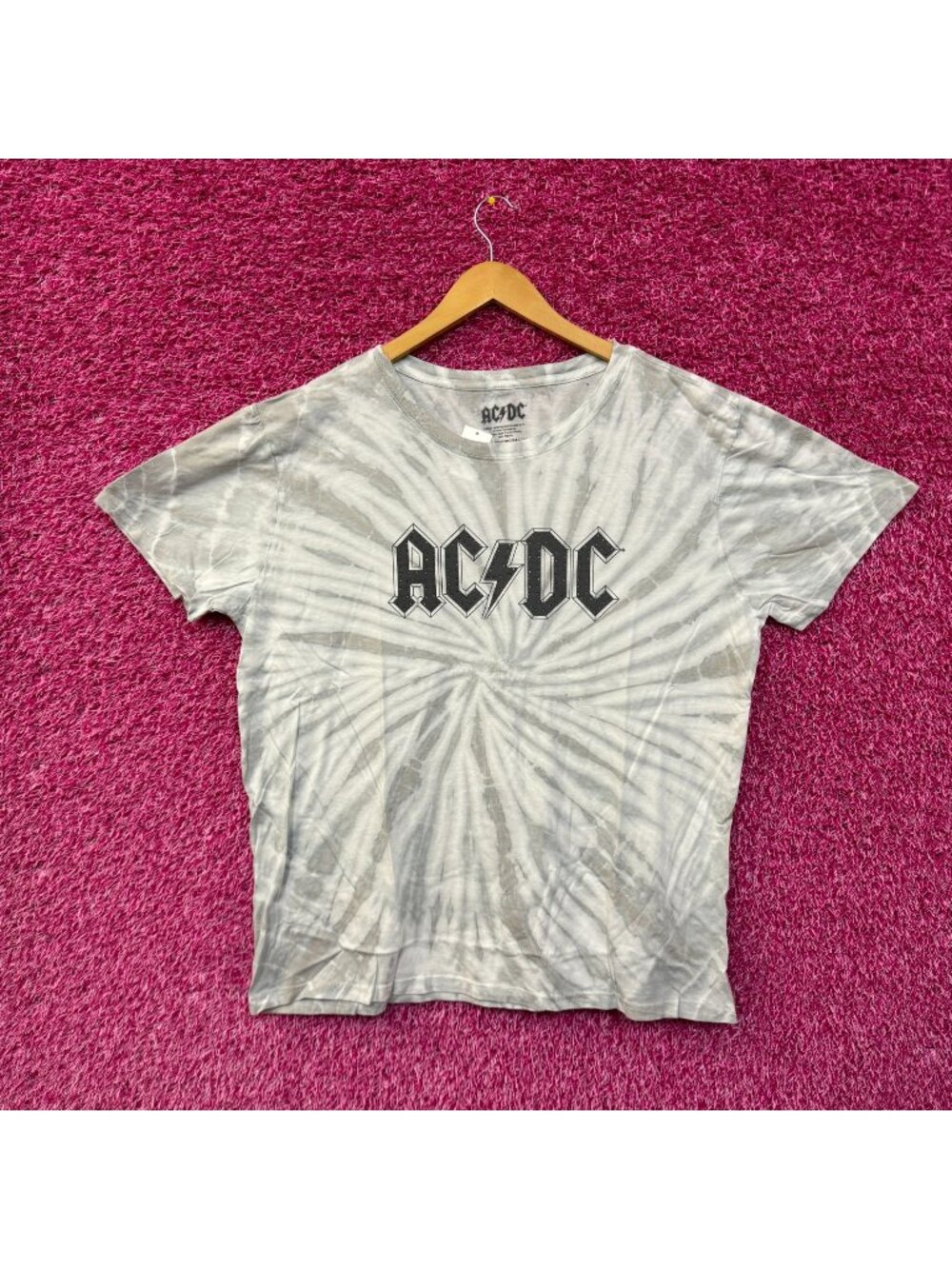 AC/DC Bedazzled Spell-Out Logo Hard Rock Band Tie Dye Tee XL
